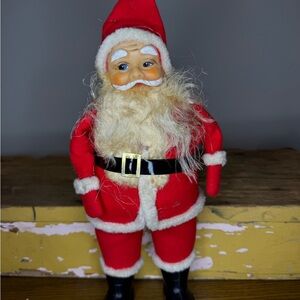 Vintage Mid Century Japan, Black Boot- Rubber Face Santa Christmas Retro 1950s